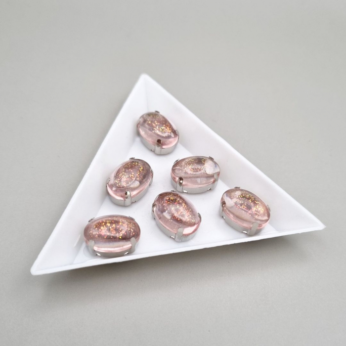 Stras rasina 10x14mm Roz sclipici [1]