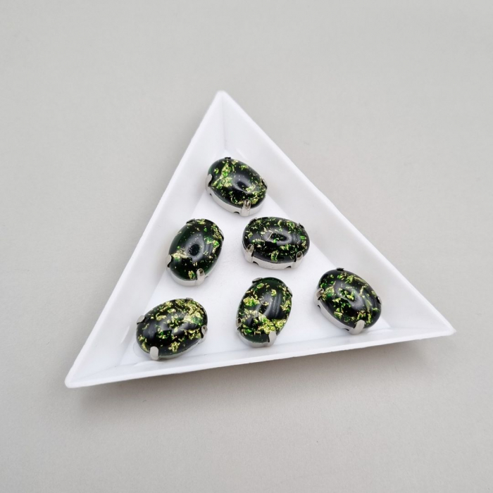 Stras rasina 10x14mm Verde - fulgi aurii [1]