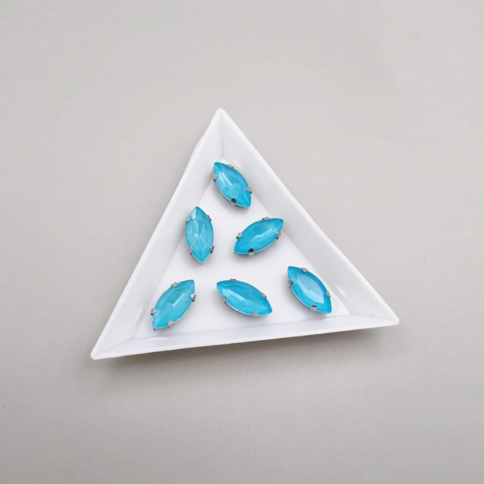 Stras 7x15mm frunza Aquamarine satin [1]