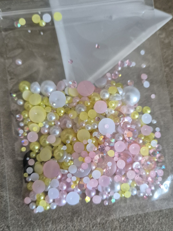 Jumatati perle - Mix jumatati perle/strasuri 10 grame