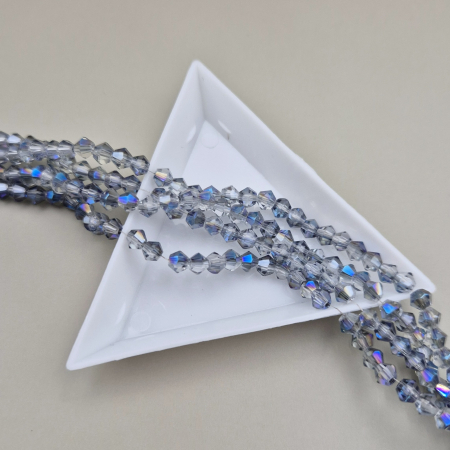Margele - Margele 4mm biconice gri albastru metalizat