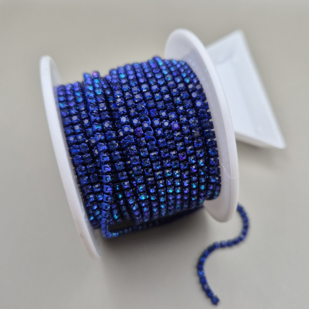 Albastru - Lant strasuri 2mm safir MK