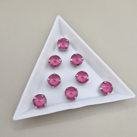 Strasuri in montura - Stras 8mm rotund 8mm roz pruna jelly