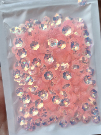 Roz - Paiete floare cupa 6mm roz transparent JG