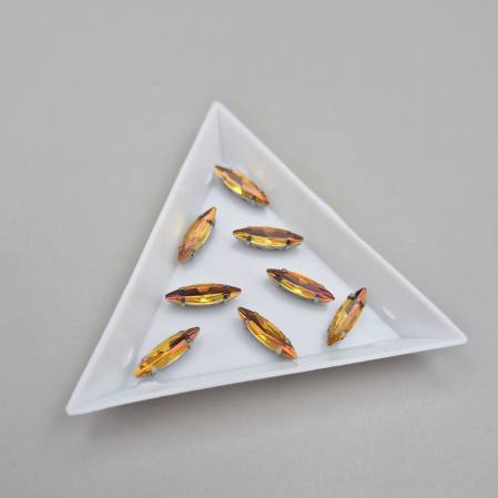 Galben/ Topaz - Stras frunza 4x15mm yellow RB