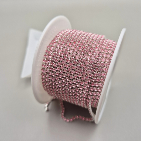 Roz - Lant strasuri roz 2mm/2.5mm