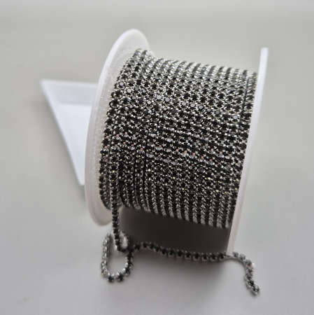 Gri/ Grafit - Lant strasuri grafit 2mm/2.5mm