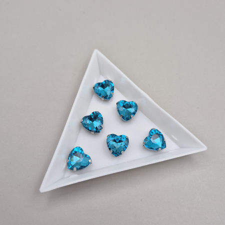 Strasuri Inima - Stras inima 10mm aquamarine