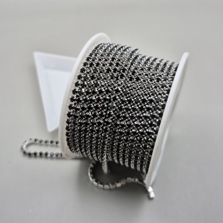 Negru - Lant strasuri negru 2mm/2.5mm