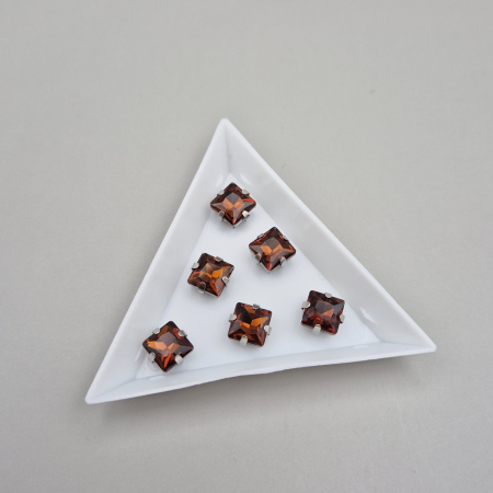 Strasuri Patrate si Triunghi - Stras patrat 8mm tea color