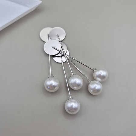 Ace brosa - Ac brosa argintiu cu perla ~6cm