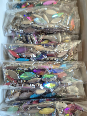 Ivoire - Mix strasuri frunza AB/jelly 7x15mm, 4x15mm  (amestecate)