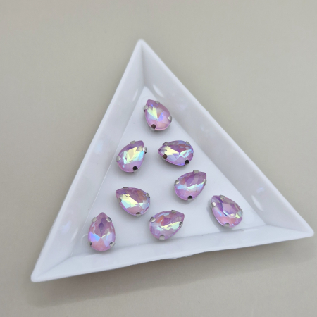 Strasuri in montura - Stras 7x10mm lacrima violet AB