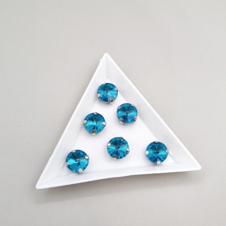 Albastru - Stras rotund 10mm aquamarine