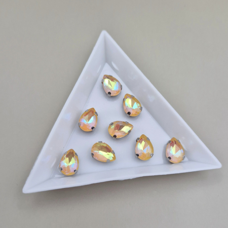 Strasuri in montura - Stras 7x10mm lacrima topaz AB