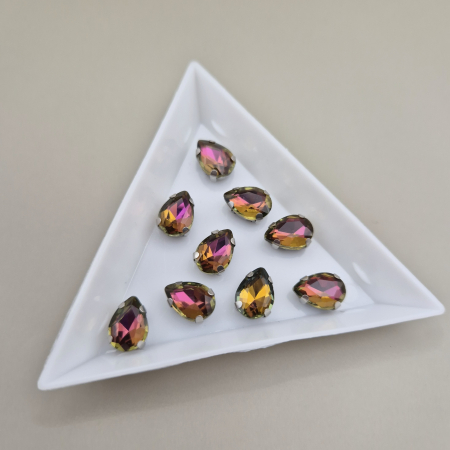 Strasuri in montura - Stras 7x10mm lacrima ametist AB