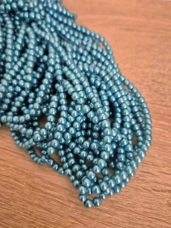 Perle sticla - Perle sticla 4mm albastru turcoaz
