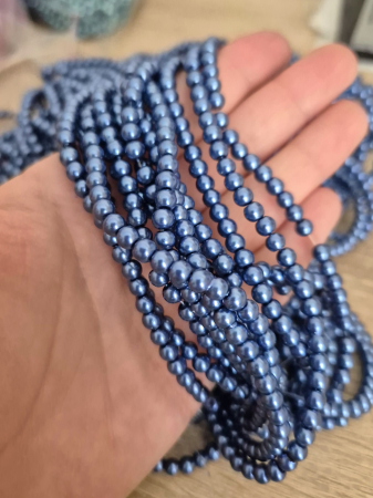 Perle sticla - Perle sticla 4mm bleumarin