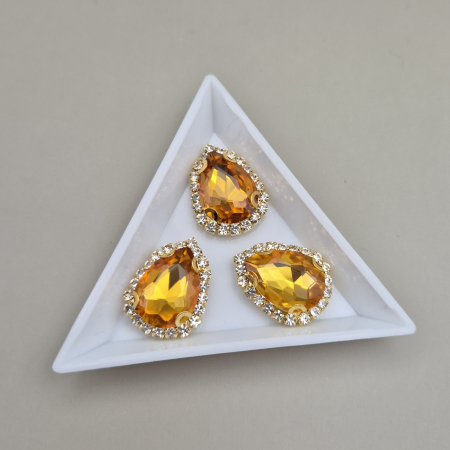 Strasuri Lacrima - Stras 13x18mm lacrima topaz - baza aurie