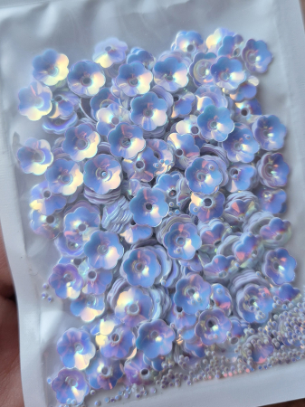 Alb - Paiete floare cupa 8mm alb AB