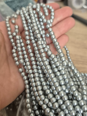 Perle sticla - Perle sticla 4mm gri