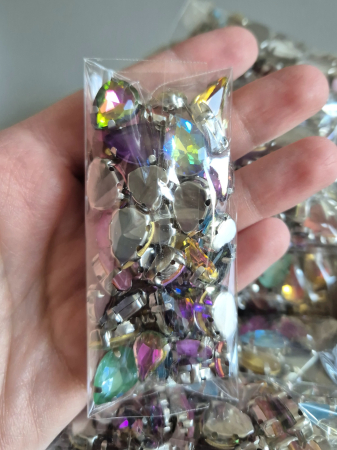 Mix strasuri defecte lacrima AB/jelly 10x14mm, 8x13mm, 7x10mm (amestecate) [2]