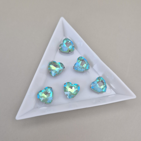 Verde/ Smarald - Stras 10mm inima peridot AB