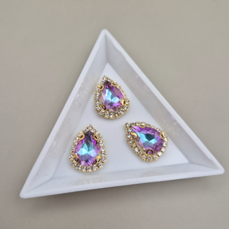 Produse noi/ din nou in stoc - Stras 10x14mm lacrima violet RB - baza aurie