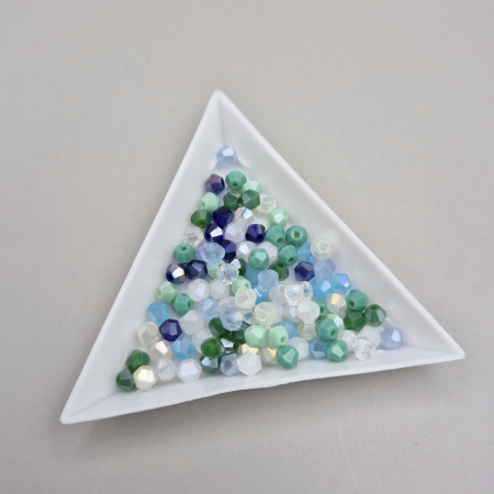 Alb - Margele biconice 4mm mix verde/alb/albastru