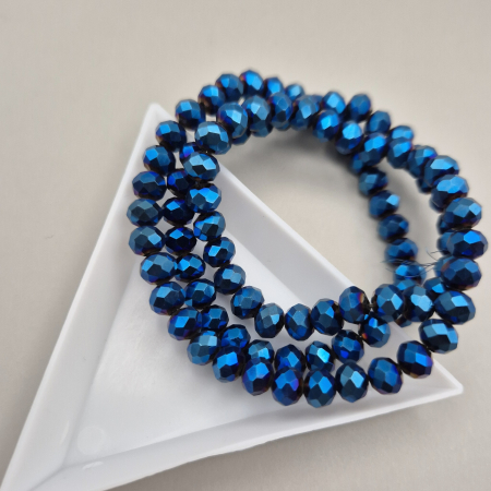 Margele - Margele fatetate 6x4mm albastru metalizat