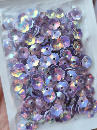 Mov/ violet - Paiete floare cupa 8mm mix mov/alb AB