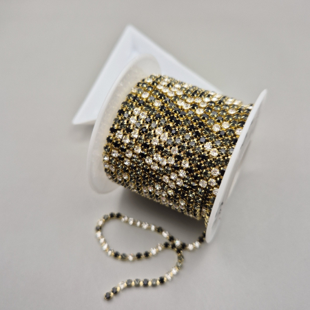 Negru - Lant strasuri Negru / clear 2.5mm