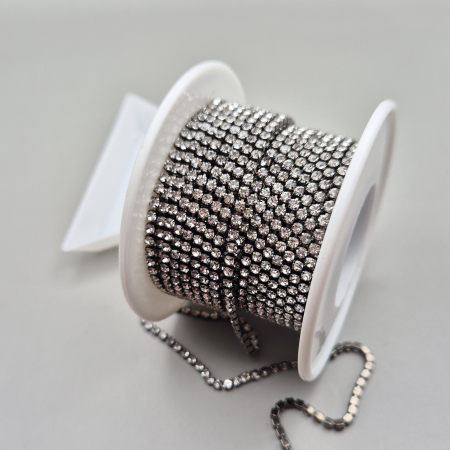 Clear/ Clear AB - Lant strasuri clear baza grafit 2mm