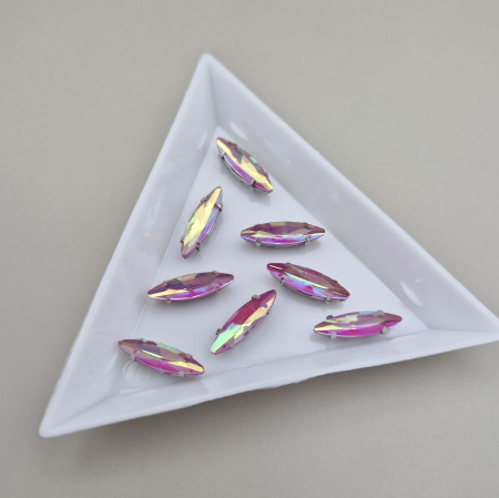 Strasuri - culori speciale - toate formele - Stras 4x15mm frunza fucsia AB