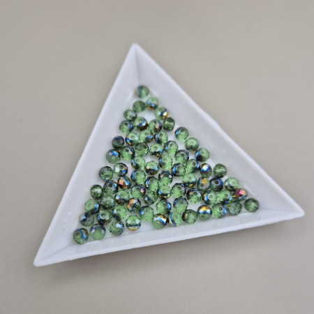 Fatetate 3x4mm - Margele 3x4mm verde/ verde metalizat