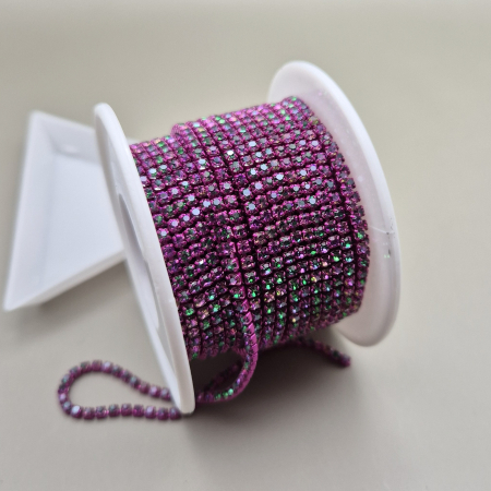 Mov/ violet - Lant strasuri 2mm rose emerald