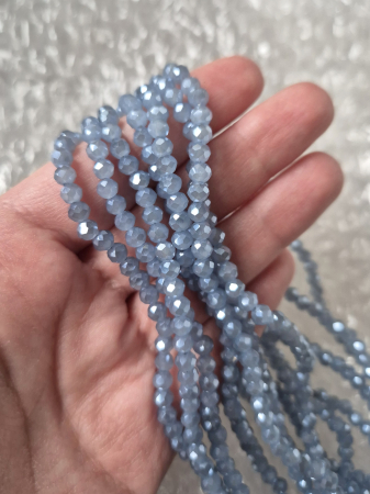 Gri/ Grafit - Margele fatetate 3x4mm gri-albastru