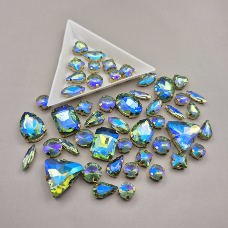 Strasuri - culori speciale - toate formele - Mix strasuri peridot AB