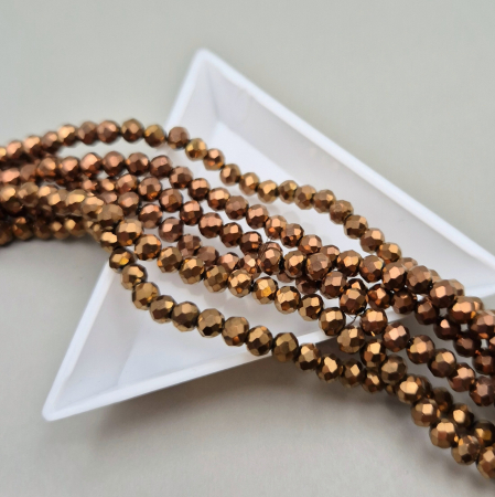 Auriu - Margele fatetate 3x4mm auriu inchis