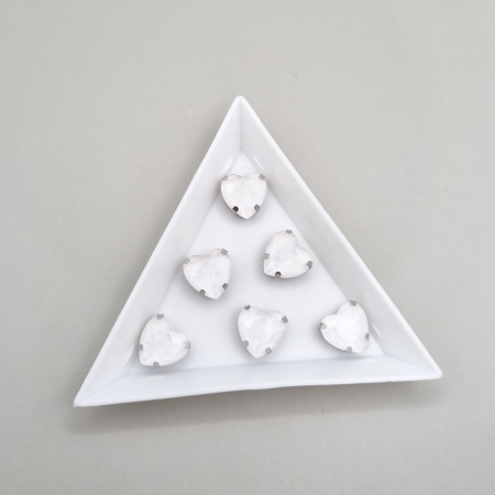 Strasuri - culori speciale - toate formele - Stras 10mm inima Alb jelly
