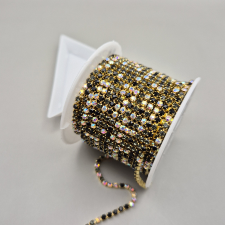 Gri/ Grafit - Lant strasuri Negru / grafit 2.5mm