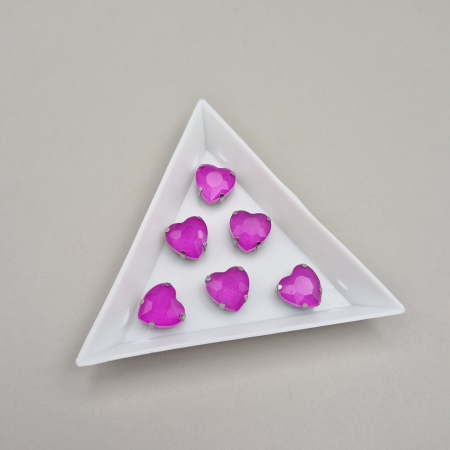 Strasuri Inima - Stras inima 10mm fucsia jelly