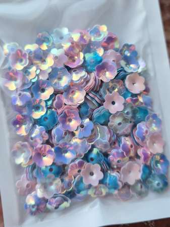 Roz - Paiete floare cupa 8mm mix roz/bleu AB