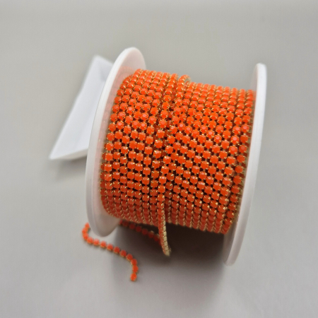 Portocaliu - Lant strasuri acril portocaliu 2mm