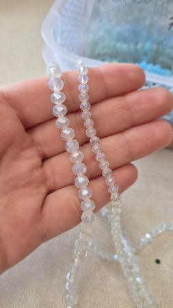 Alb - Margele fatetate 3x4mm / 6x4mm opal