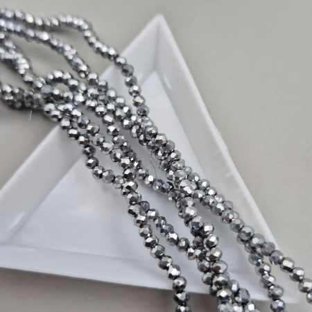 Fatetate 2x3mm - Margele fatetate 2x3mm argintiu