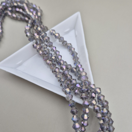 Margele - Margele 4mm biconice gri mov metalizat