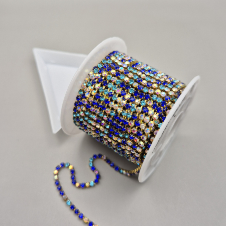 Albastru - Lant strasuri Aquamarine / blue 2.5mm