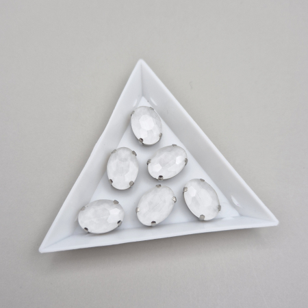 Alb - Stras oval 10x14mm Alb jelly