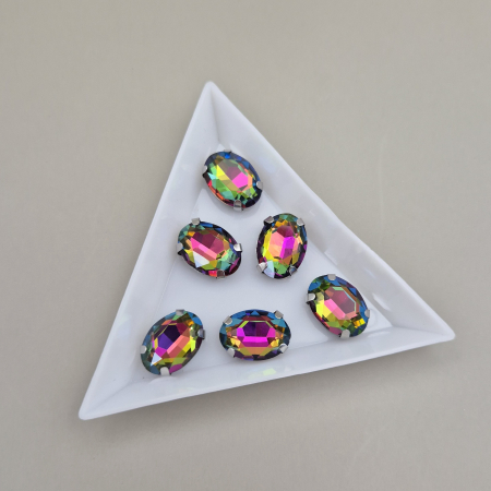 Strasuri - culori speciale - toate formele - Stras 10x14mm oval rainbow